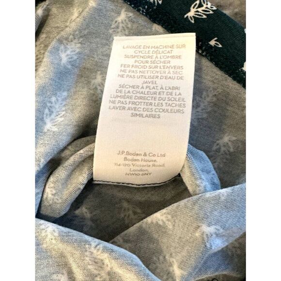 Boden Long-Sleeve Teal Peplum-Style Top Boatneck w/Leaf Pattern Sz US 8 EUC - Picture 6 of 9